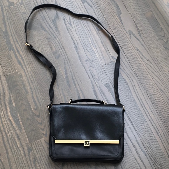 structured black crossbody bag